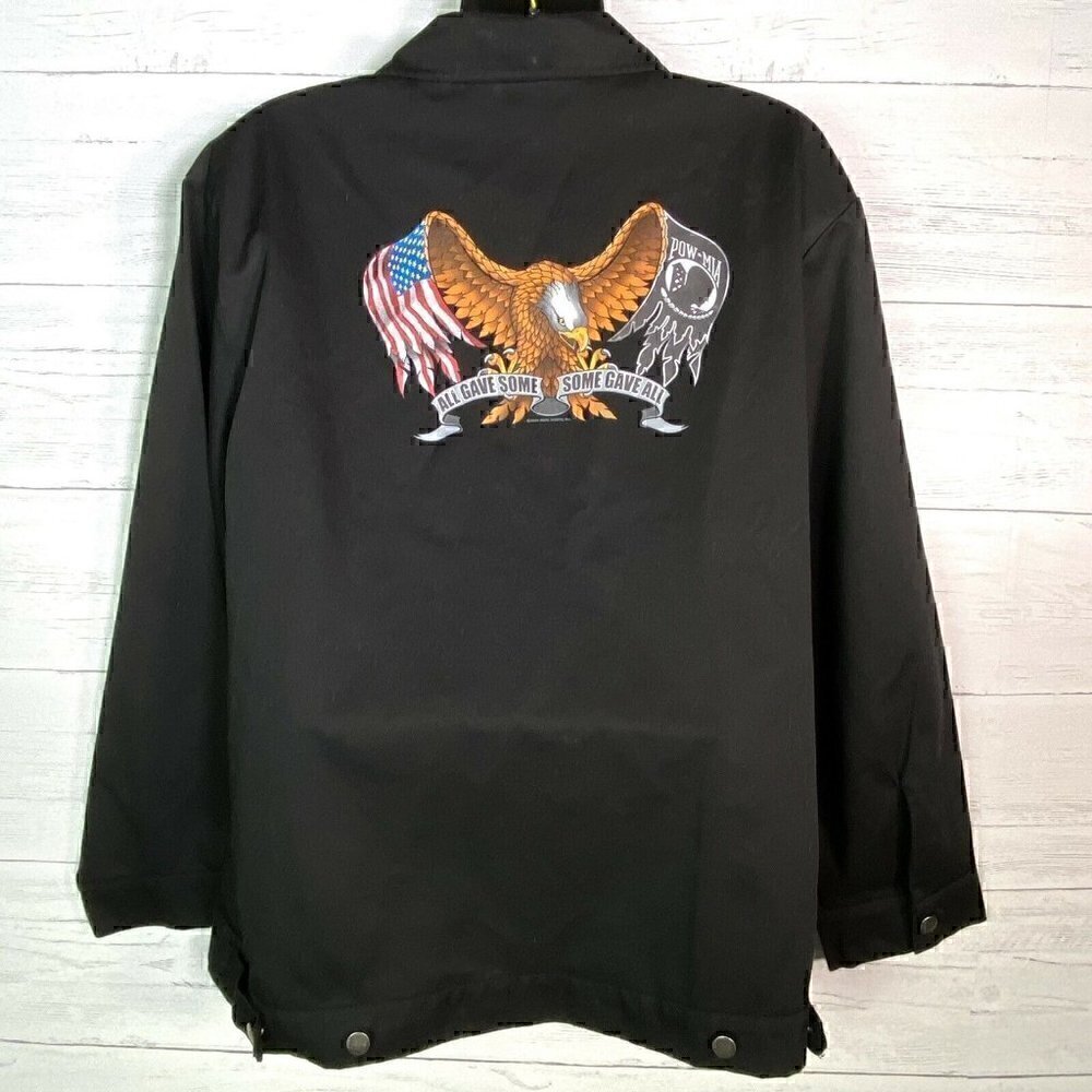 Hot Leathers POW MIA EAGLE Black Biker Zip Jacket Men’s Size 3XL Cotton Canvas